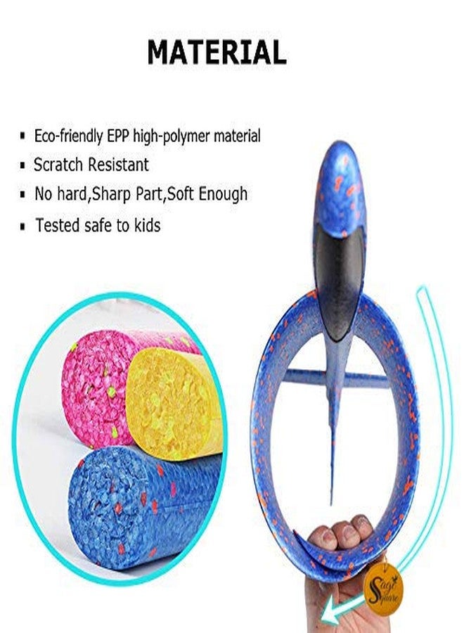 سايج سكوير طائرة إسفنجية كبيرة مربعة الشكل قابلة للرمي باليد، وضع طيران مزدوج، طائرات شراعية، طائرات طائرة، هدايا للأطفال، ألعاب رياضية خارجية، هدايا حفلات أعياد الميلاد (وردي) - ألوان متعددة - Image 3